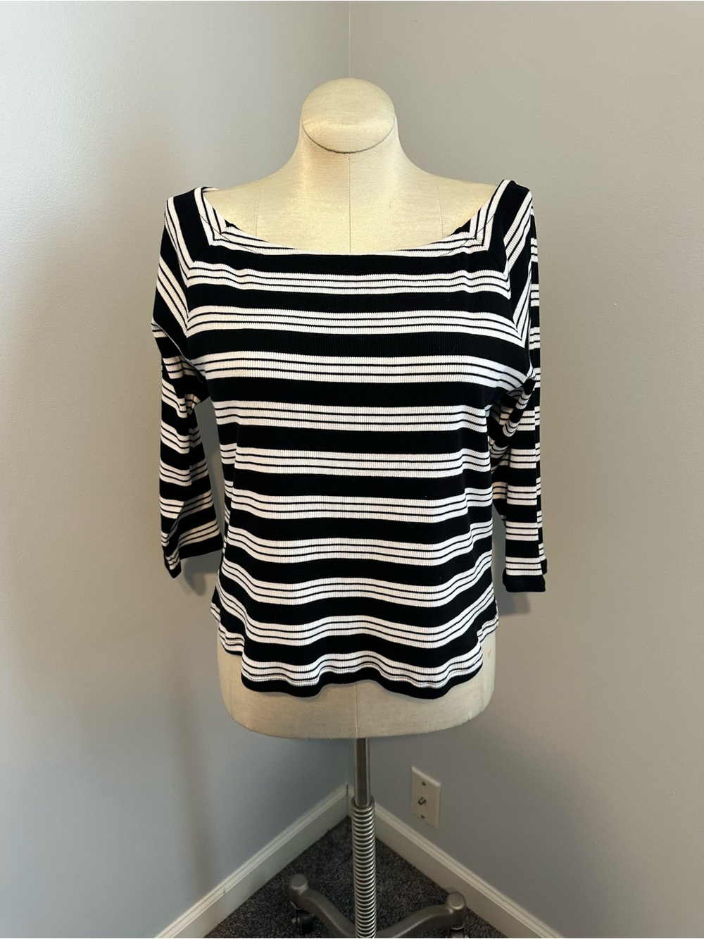 NWT Striped Black and White Boatneck Women's Top